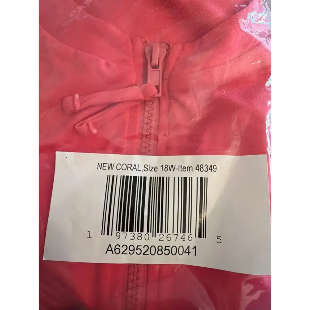Kim Gravel x Swimsuits For All Zip-Front Swim Cardigan coral  Sz 18 W